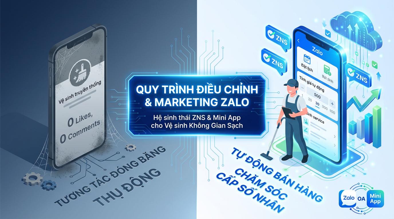 Kết hợp ZNS (Zalo Notification Service) và Zalo Mini App cho ngành dịch vụ vệ sinh