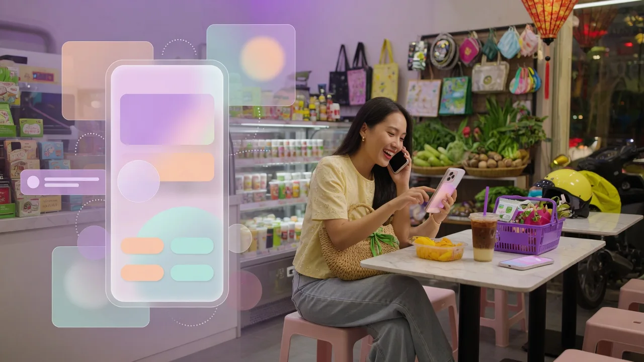 Khách mua sắm trên điện thoại trong hệ sinh thái Zalo