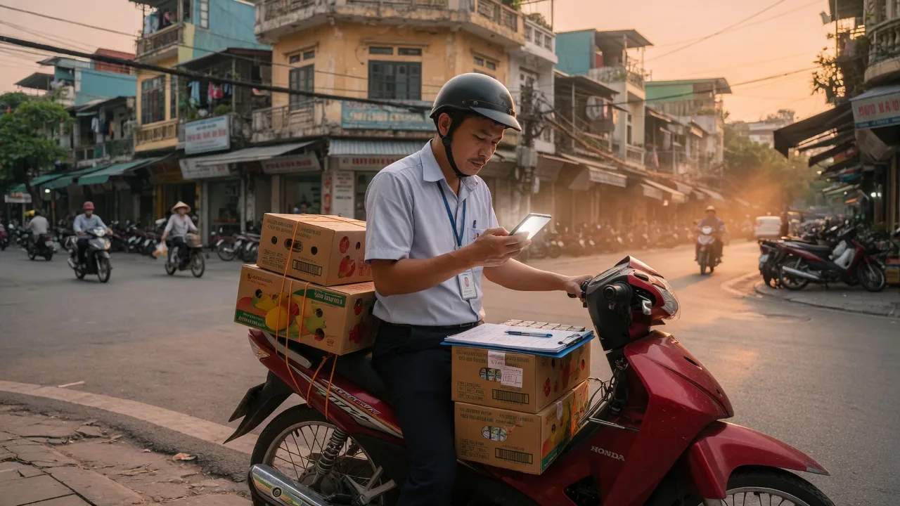 FMCG Field Pro: app mobile check-in tuyến — hết báo cáo cuối ngày viết tay — Đội 40 sales thị trường: app check-in GPS, đơn hàng, tồn điểm bán — quản lý thấy