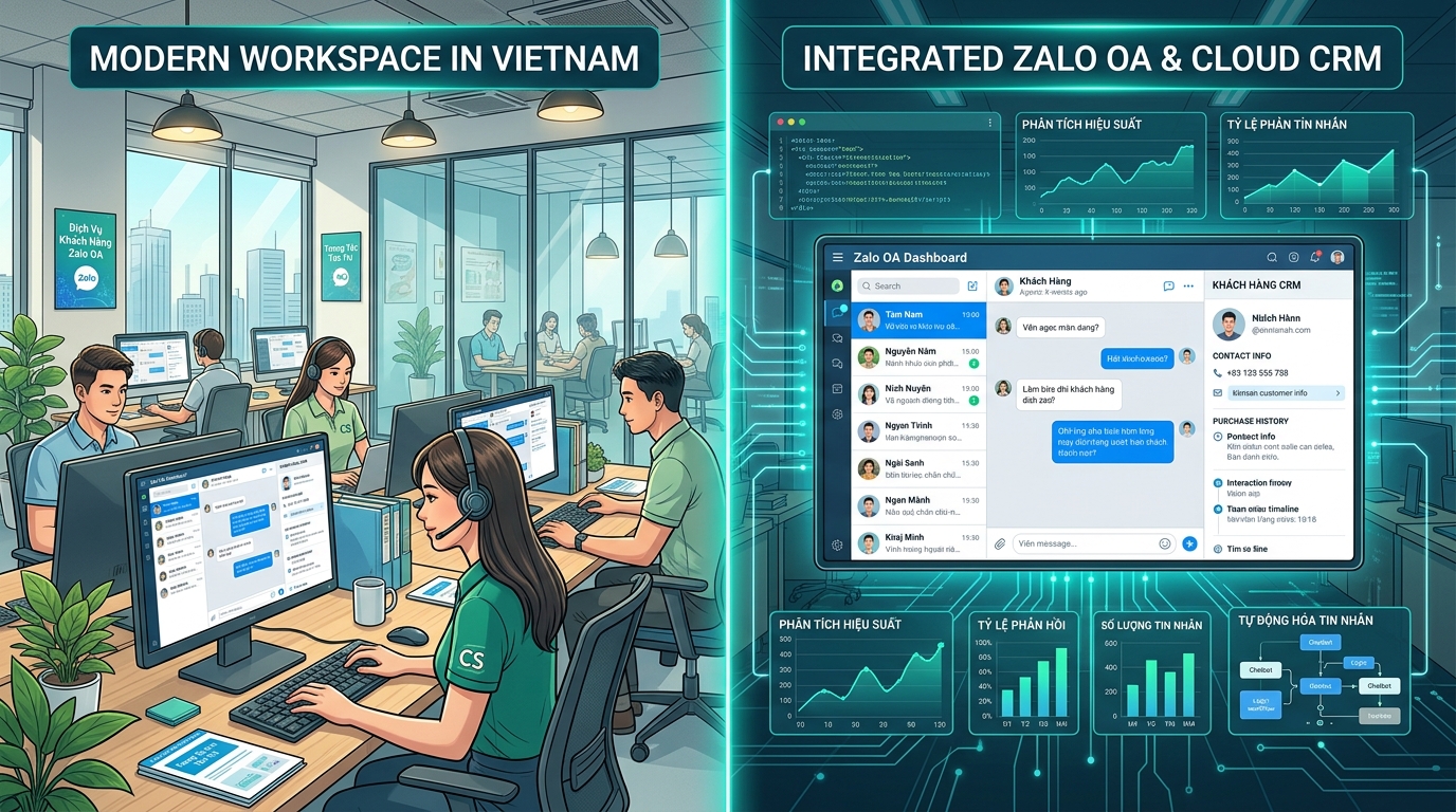 Hệ thống quản trị Zalo OA đa nhân viên và Cloud CRM