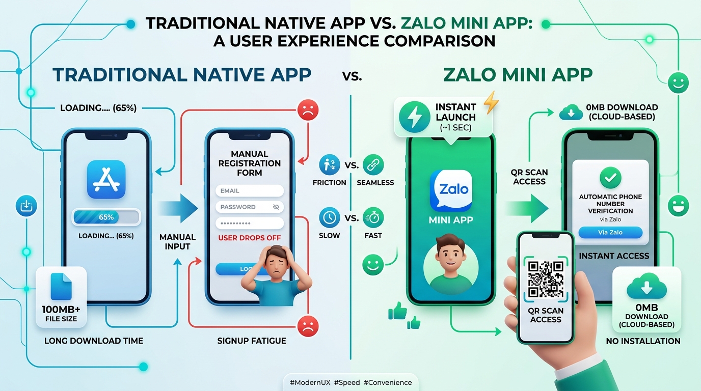 So sánh trải nghiệm người dùng giữa Native App và Zalo Mini App