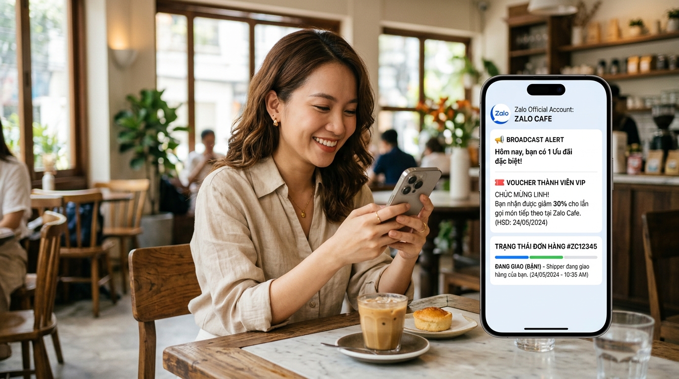 Khách nhận chăm sóc từ Zalo OA