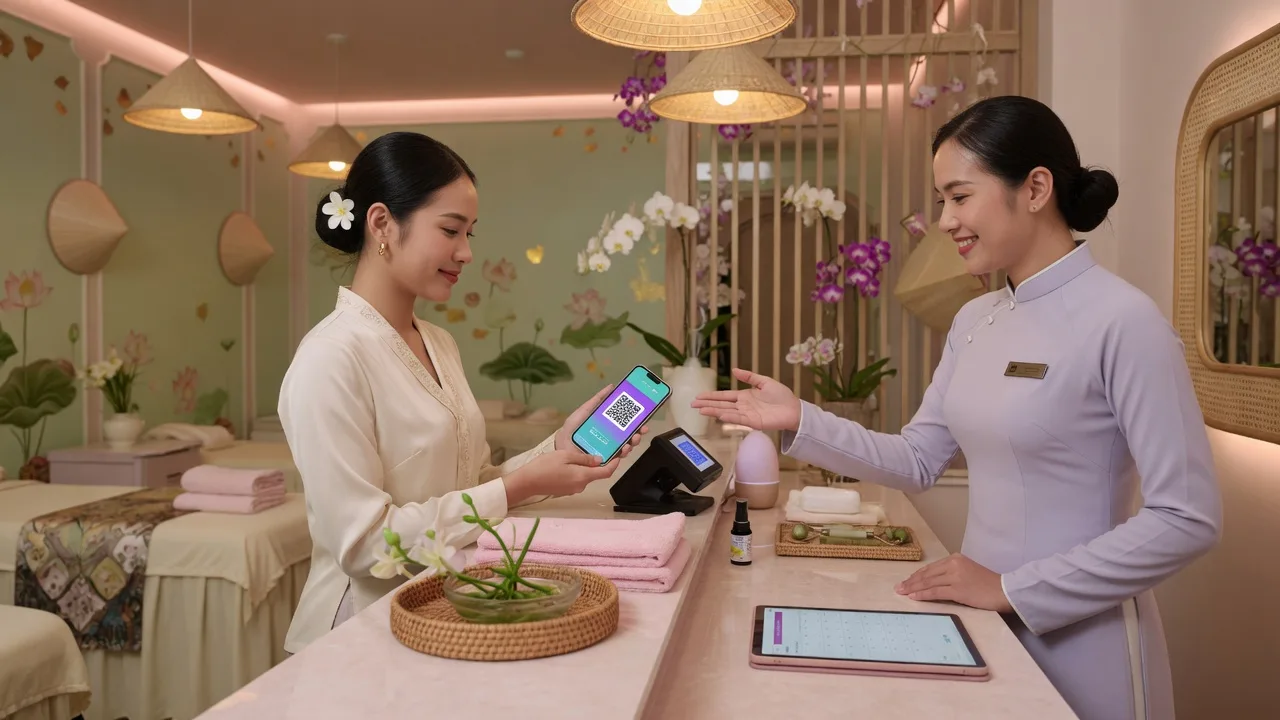 Khách chọn dịch vụ và slot trên Zalo Mini App