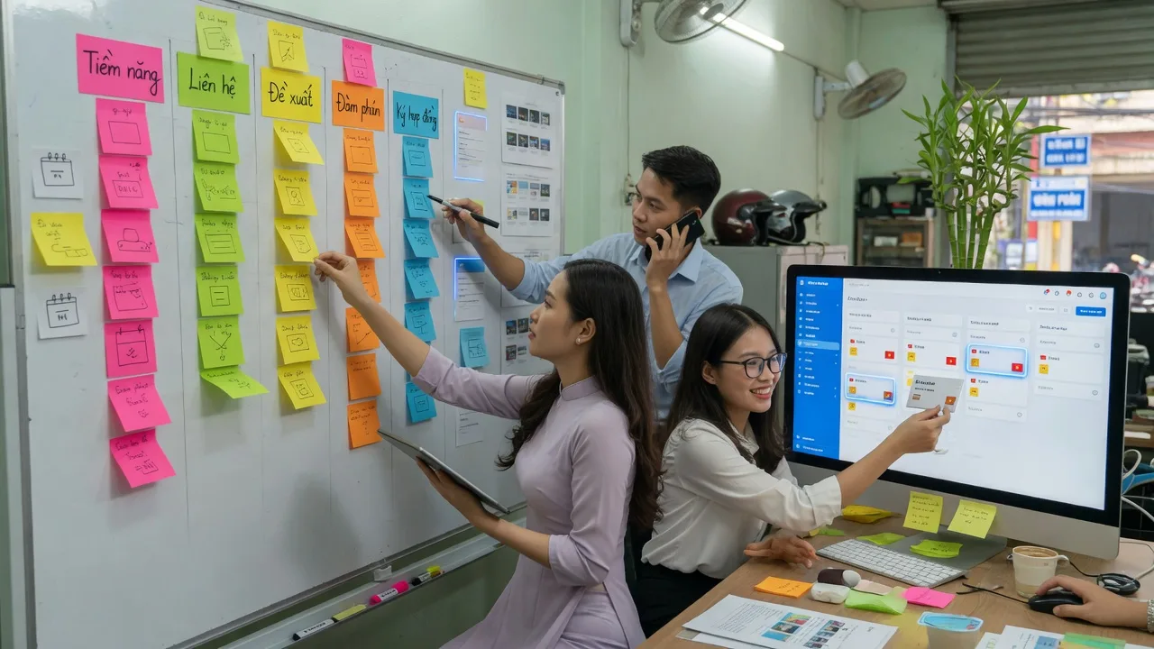 TVV follow lead: task nhắc, cập nhật stage, chốt deal