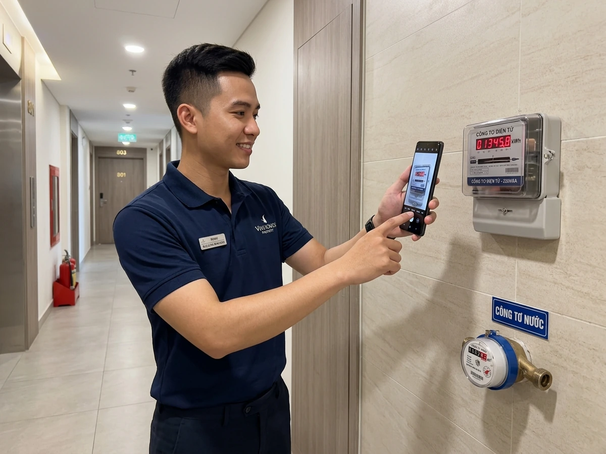 Ghi chỉ số điện nước phòng trọ