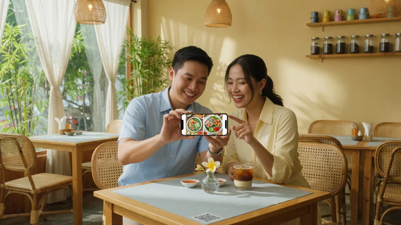 Phục vụ và bếp phối hợp trên cùng hệ order số