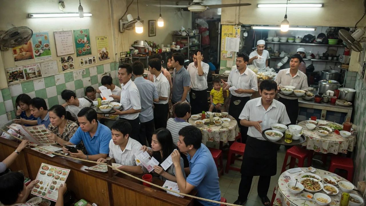 Giờ cao điểm nhà hàng — order miệng dễ sai topping và chậm bếp