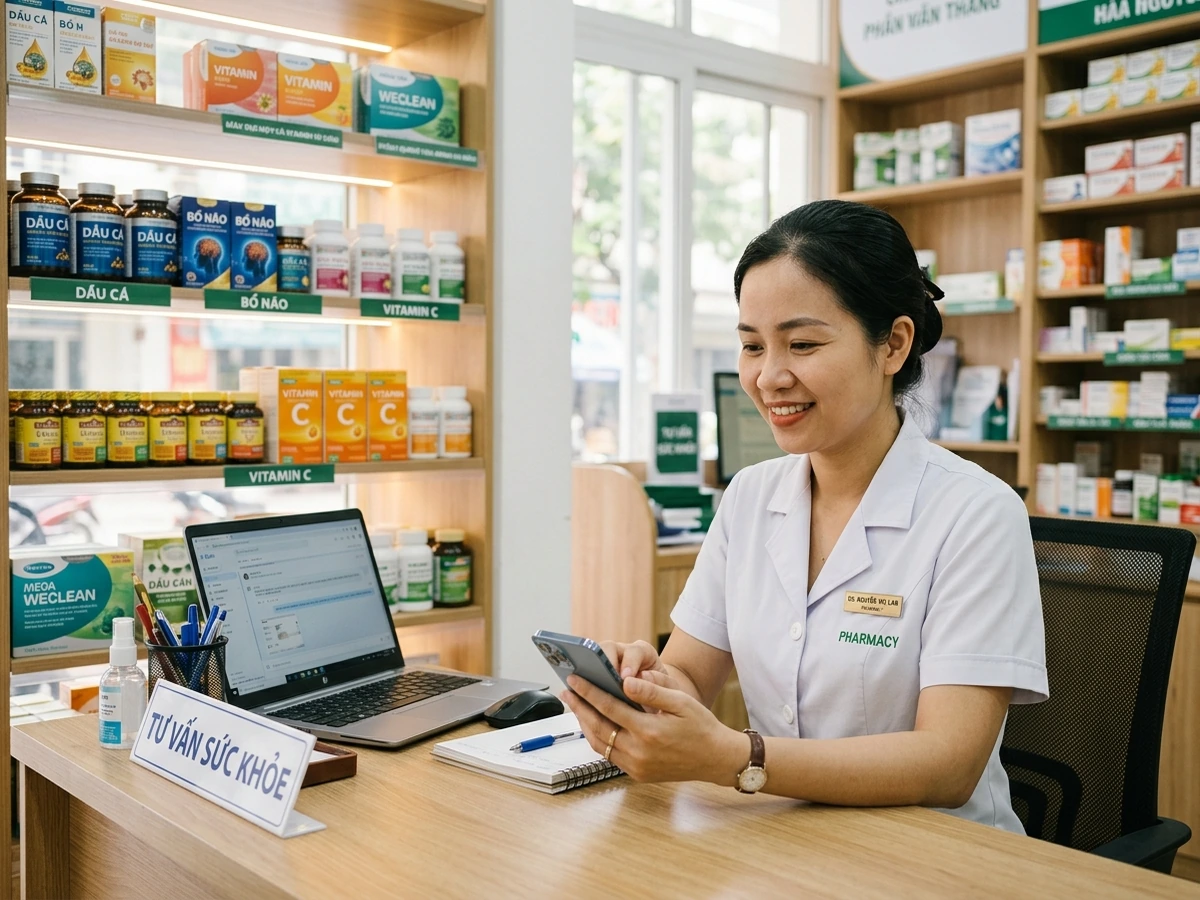 Dược sĩ tư vấn và chăm sóc khách qua Zalo