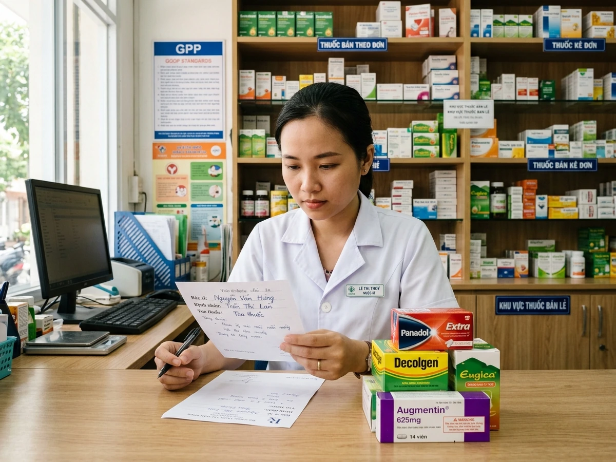 Đơn thuốc giấy rời rạc tại quầy