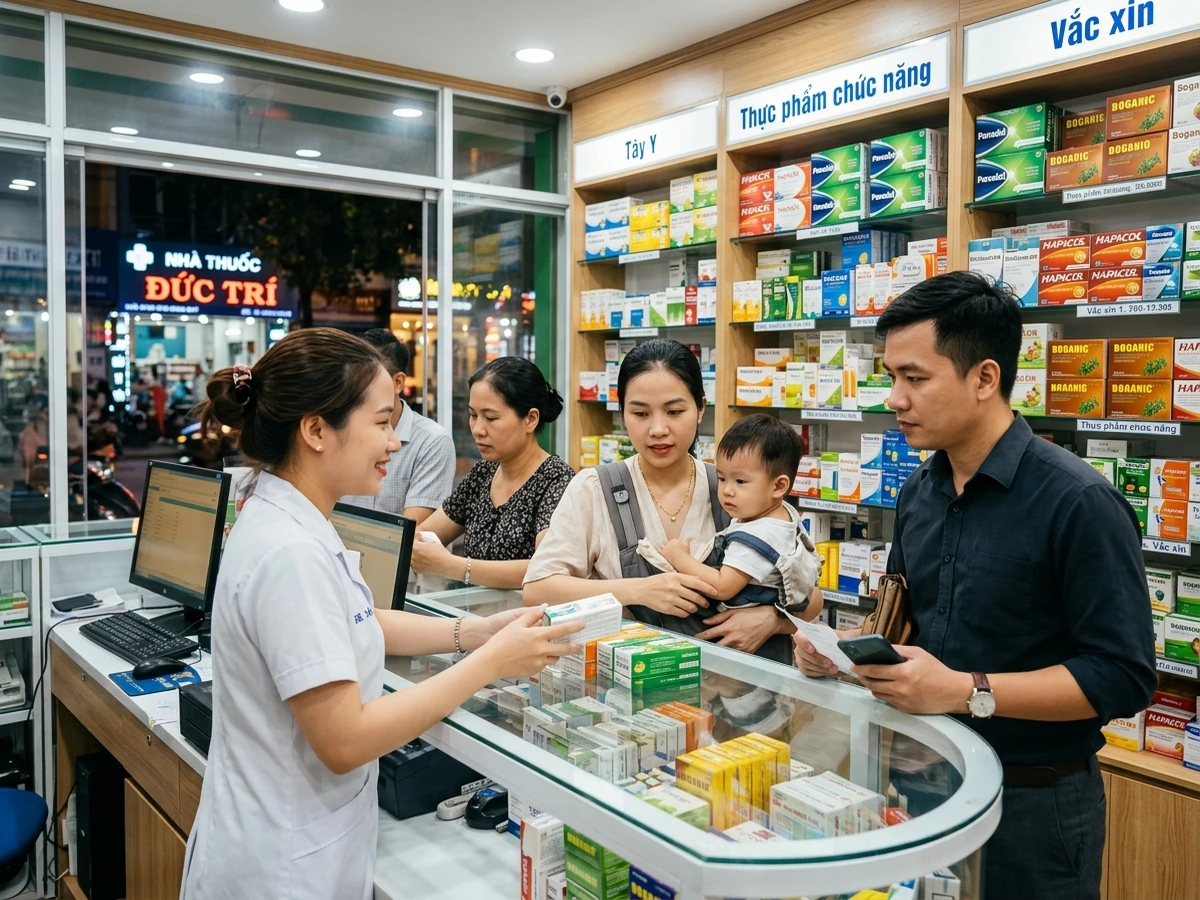 Hàng chờ đông tại quầy thuốc